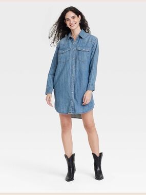Universal thread women’s western Denim Shirt Dress - medium wash